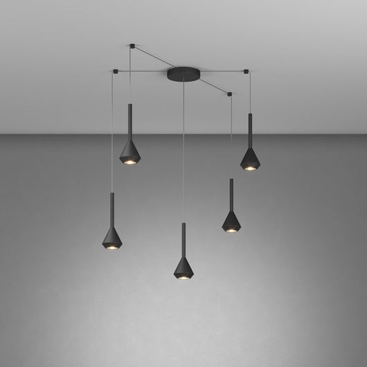 Lampadario Moderno Aygo Metallo Nero 5 Luci Gu10
