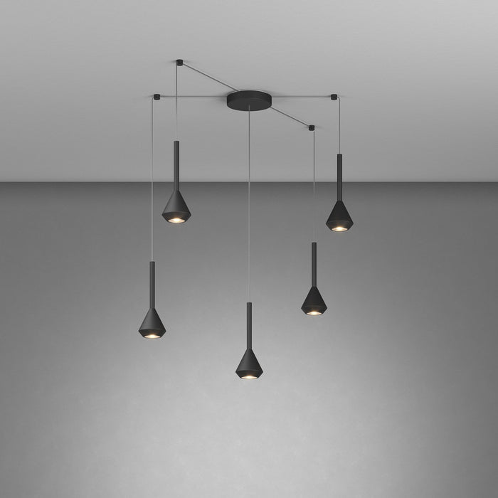 Lampadario Moderno Aygo Metallo Nero 5 Luci Gu10