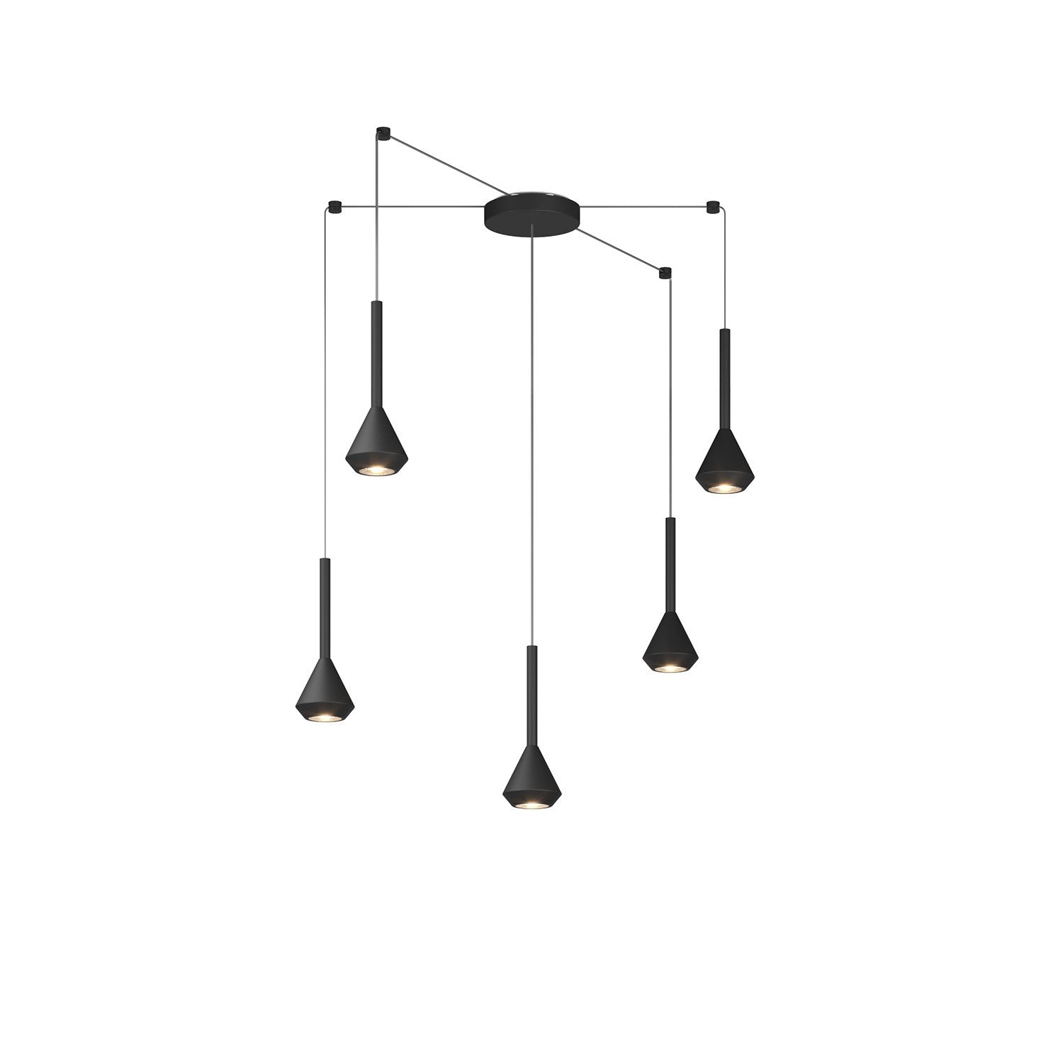 Lampadario Moderno Aygo Metallo Nero 5 Luci Gu10