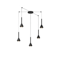 Lampadario Moderno Aygo Metallo Nero 5 Luci Gu10