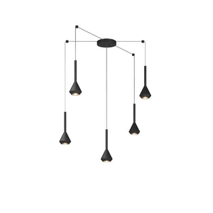 Lampadario Moderno Aygo Metallo Nero 5 Luci Gu10