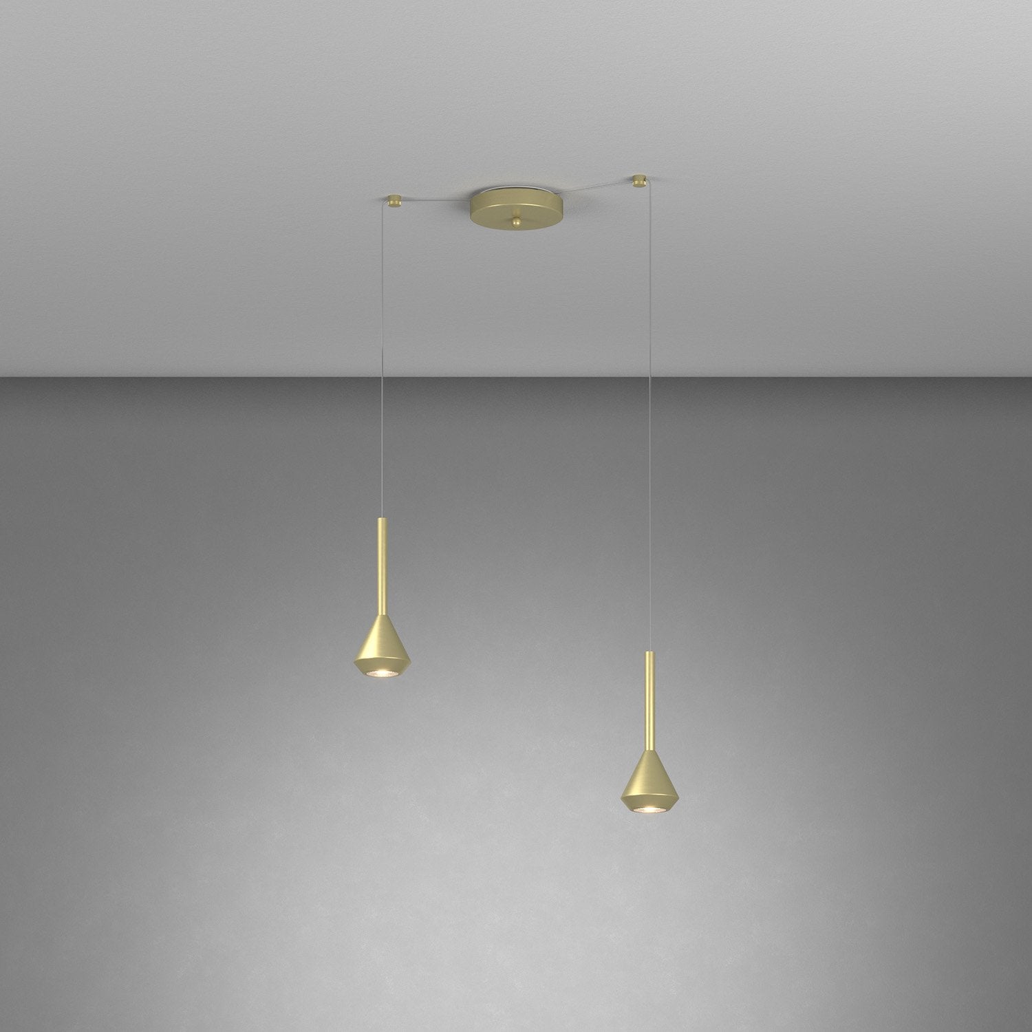 Lampadario Moderno Aygo Metallo Ottone 2 Luci Gu10