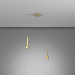 Lampadario Moderno Aygo Metallo Ottone 2 Luci Gu10