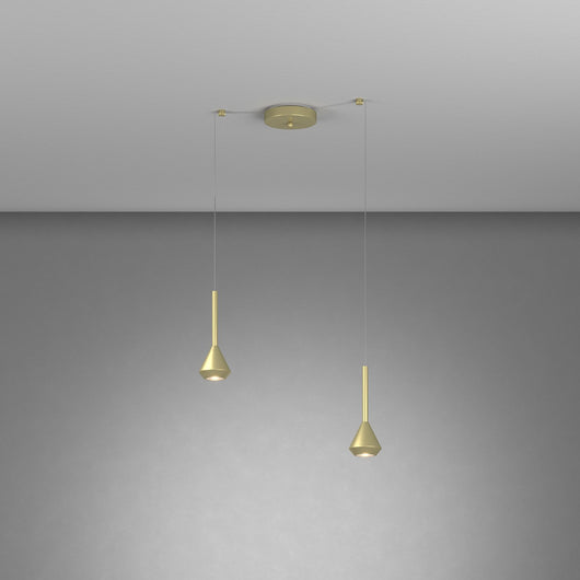 Lampadario Moderno Aygo Metallo Ottone 2 Luci Gu10