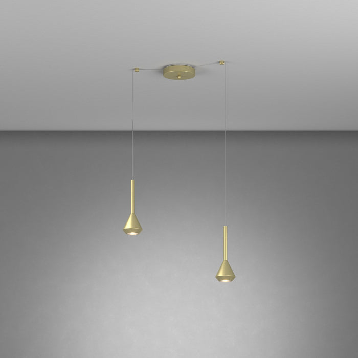 Lampadario Moderno Aygo Metallo Ottone 2 Luci Gu10