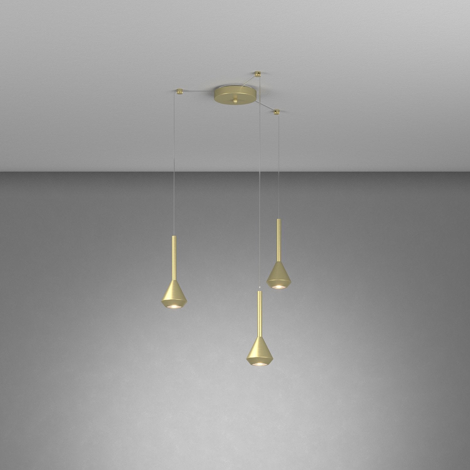 Lampadario Moderno Aygo Metallo Ottone 3 Luci Gu10