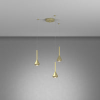 Lampadario Moderno Aygo Metallo Ottone 3 Luci Gu10