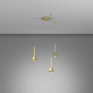 Lampadario Moderno Aygo Metallo Ottone 3 Luci Gu10