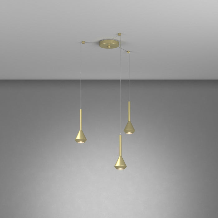 Lampadario Moderno Aygo Metallo Ottone 3 Luci Gu10