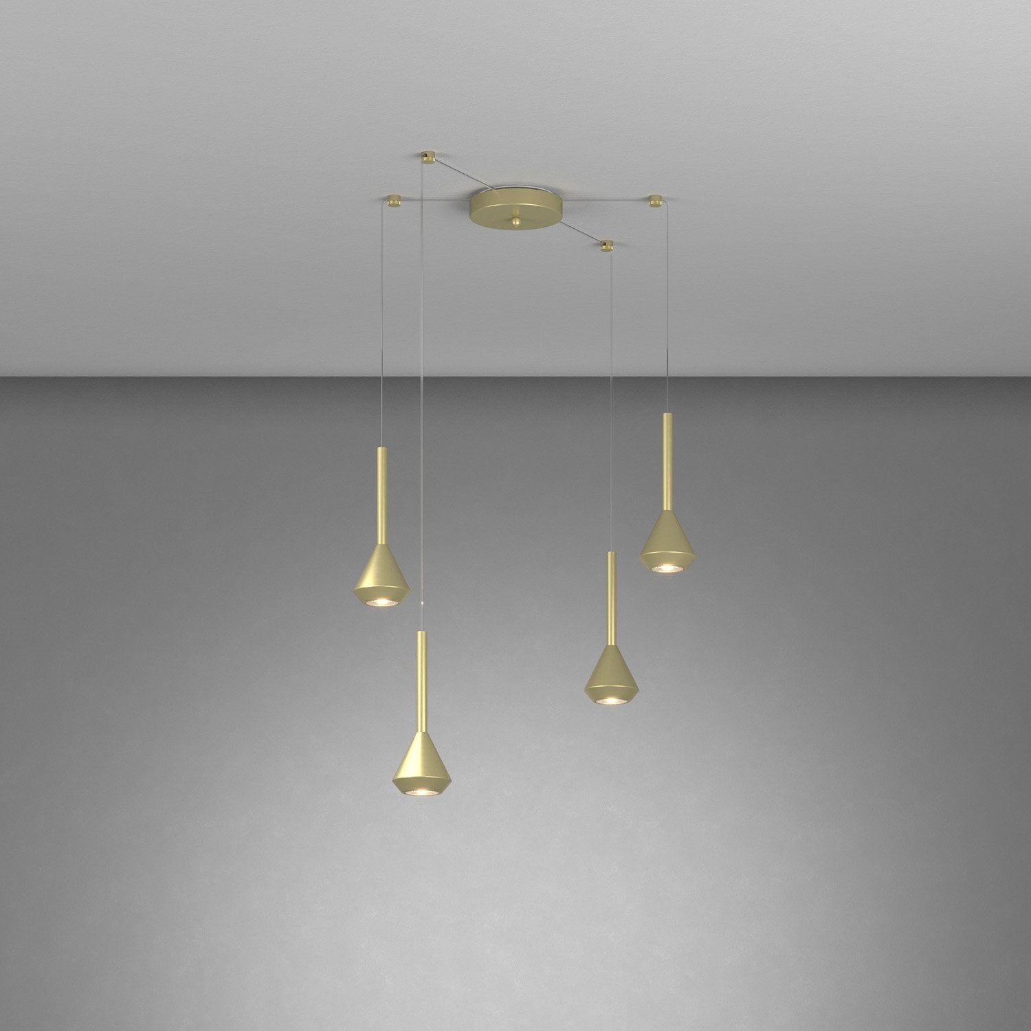 Lampadario Moderno Aygo Metallo Ottone 4 Luci Gu10