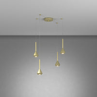 Lampadario Moderno Aygo Metallo Ottone 4 Luci Gu10