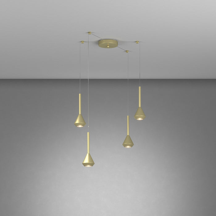 Lampadario Moderno Aygo Metallo Ottone 4 Luci Gu10