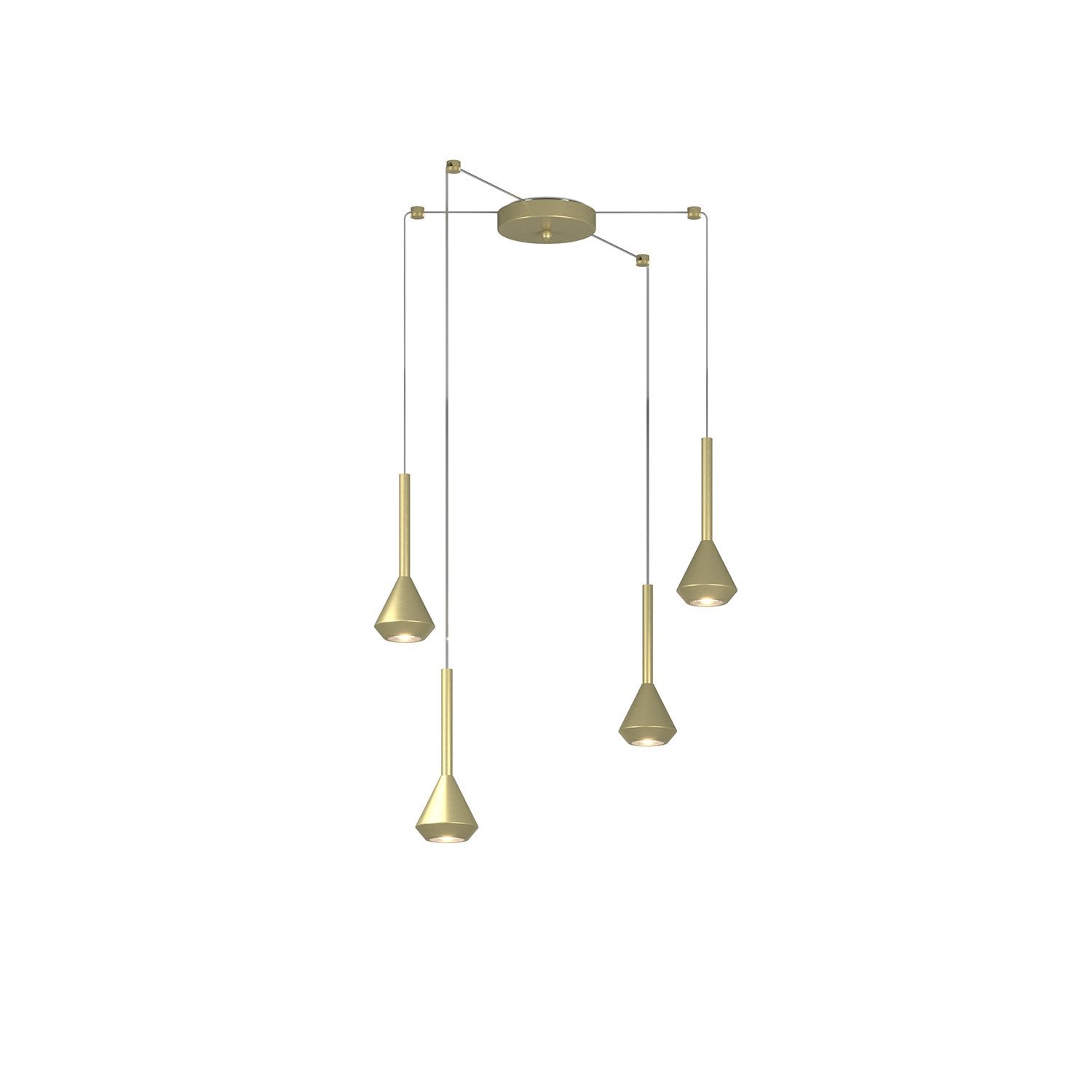 Lampadario Moderno Aygo Metallo Ottone 4 Luci Gu10