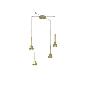 Lampadario Moderno Aygo Metallo Ottone 4 Luci Gu10