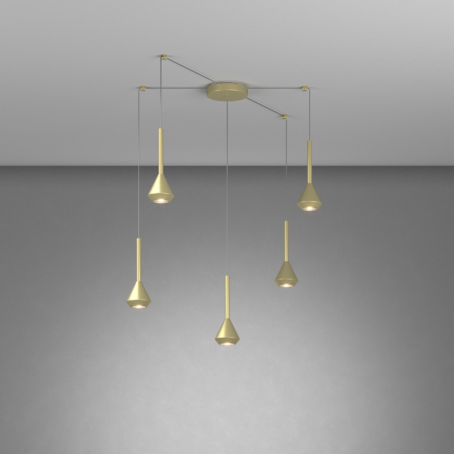 Lampadario Moderno Aygo Metallo Ottone 5 Luci Gu10