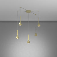 Lampadario Moderno Aygo Metallo Ottone 5 Luci Gu10