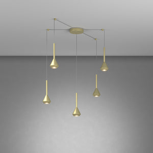 Lampadario Moderno Aygo Metallo Ottone 5 Luci Gu10