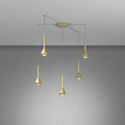 Lampadario Moderno Aygo Metallo Ottone 5 Luci Gu10