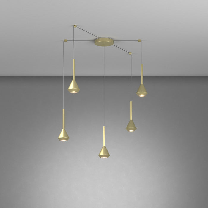 Lampadario Moderno Aygo Metallo Ottone 5 Luci Gu10