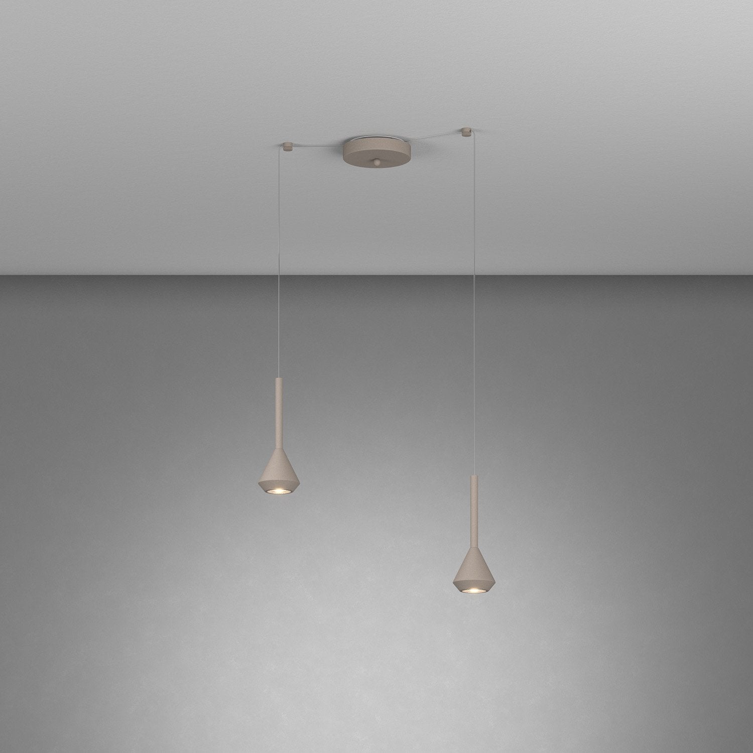 Lampadario Moderno Aygo Metallo Sabbia 2 Luci Gu10