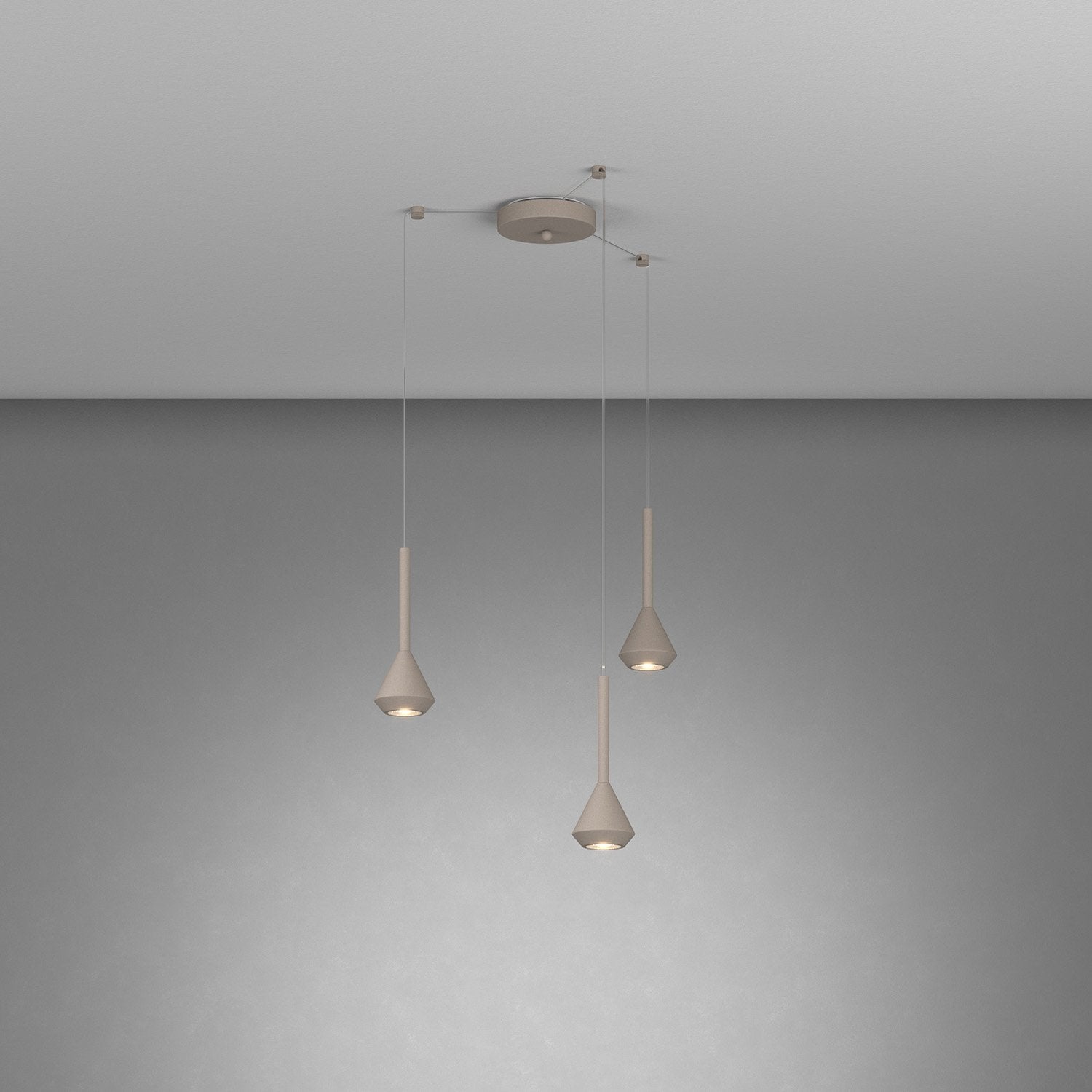 Lampadario Moderno Aygo Metallo Sabbia 3 Luci Gu10