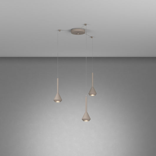 Lampadario Moderno Aygo Metallo Sabbia 3 Luci Gu10