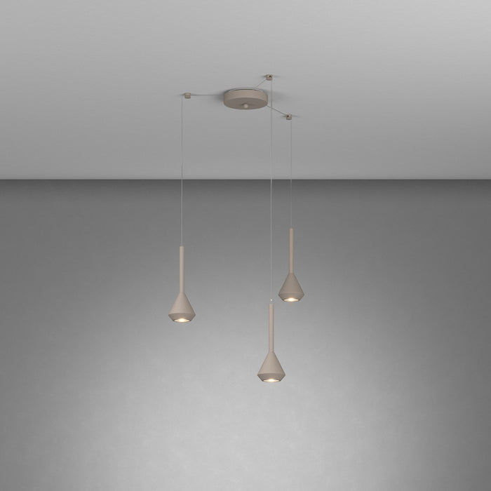 Lampadario Moderno Aygo Metallo Sabbia 3 Luci Gu10