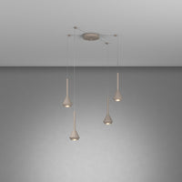 Lampadario Moderno Aygo Metallo Sabbia 4 Luci Gu10