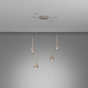 Lampadario Moderno Aygo Metallo Sabbia 4 Luci Gu10