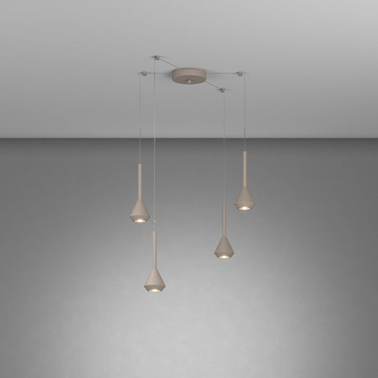 Lampadario Moderno Aygo Metallo Sabbia 4 Luci Gu10