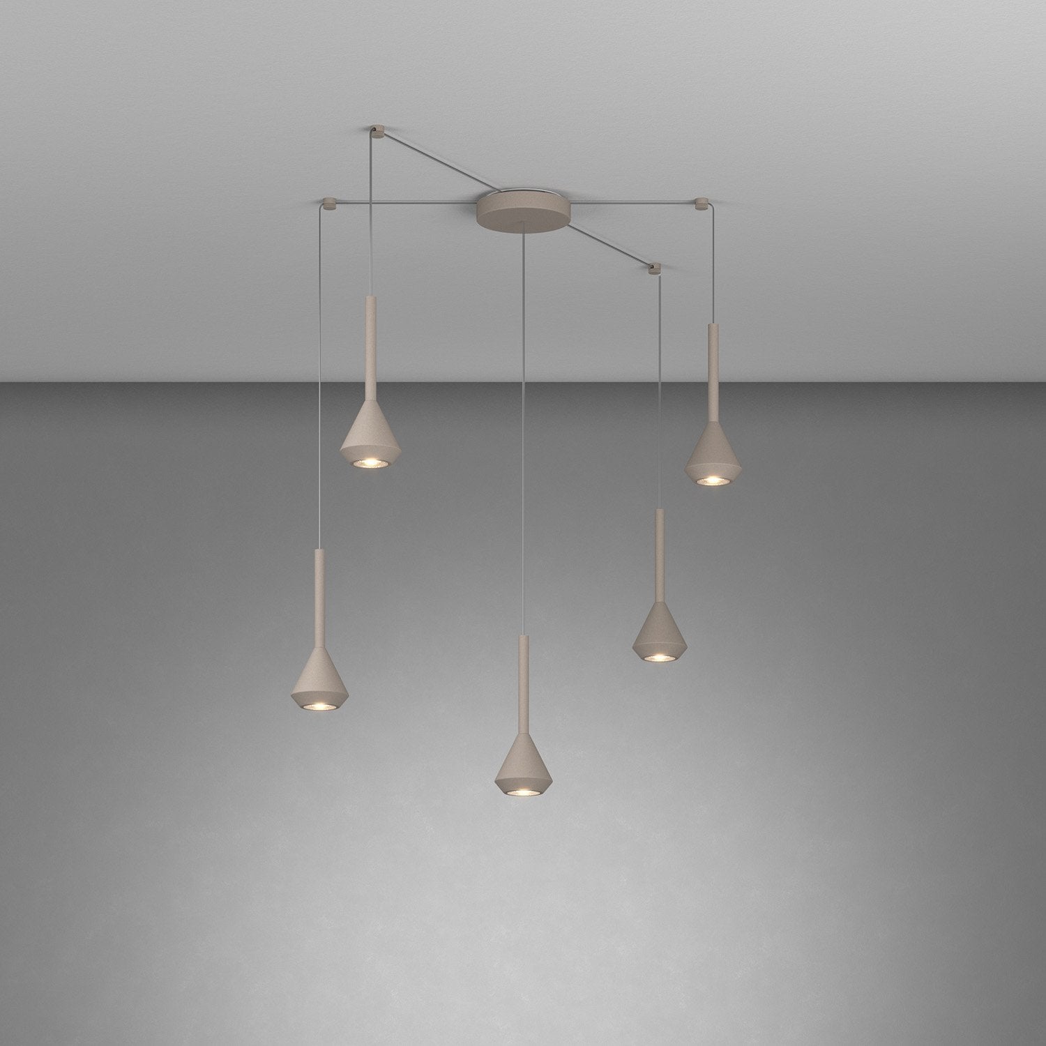 Lampadario Moderno Aygo Metallo Sabbia 5 Luci Gu10