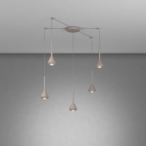 Lampadario Moderno Aygo Metallo Sabbia 5 Luci Gu10