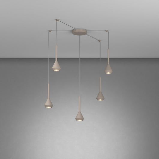 Lampadario Moderno Aygo Metallo Sabbia 5 Luci Gu10