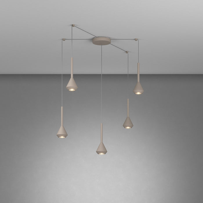 Lampadario Moderno Aygo Metallo Sabbia 5 Luci Gu10