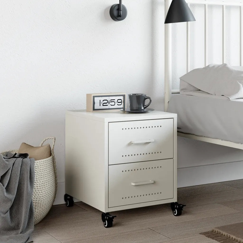 vidaXL Comodino Bianco 36x39x43,5 cm in Acciaio