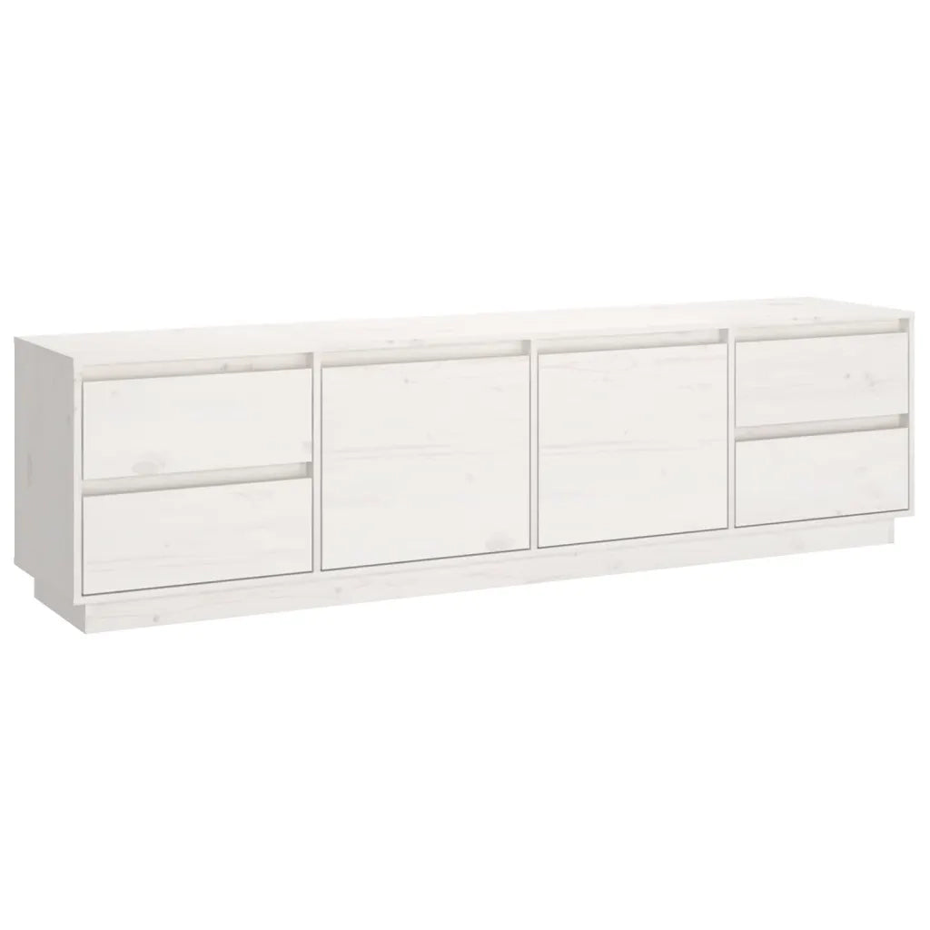 Mobile Porta TV-Credenza TV Bianco 176x37x47,5 cm in Legno Massello di Pino