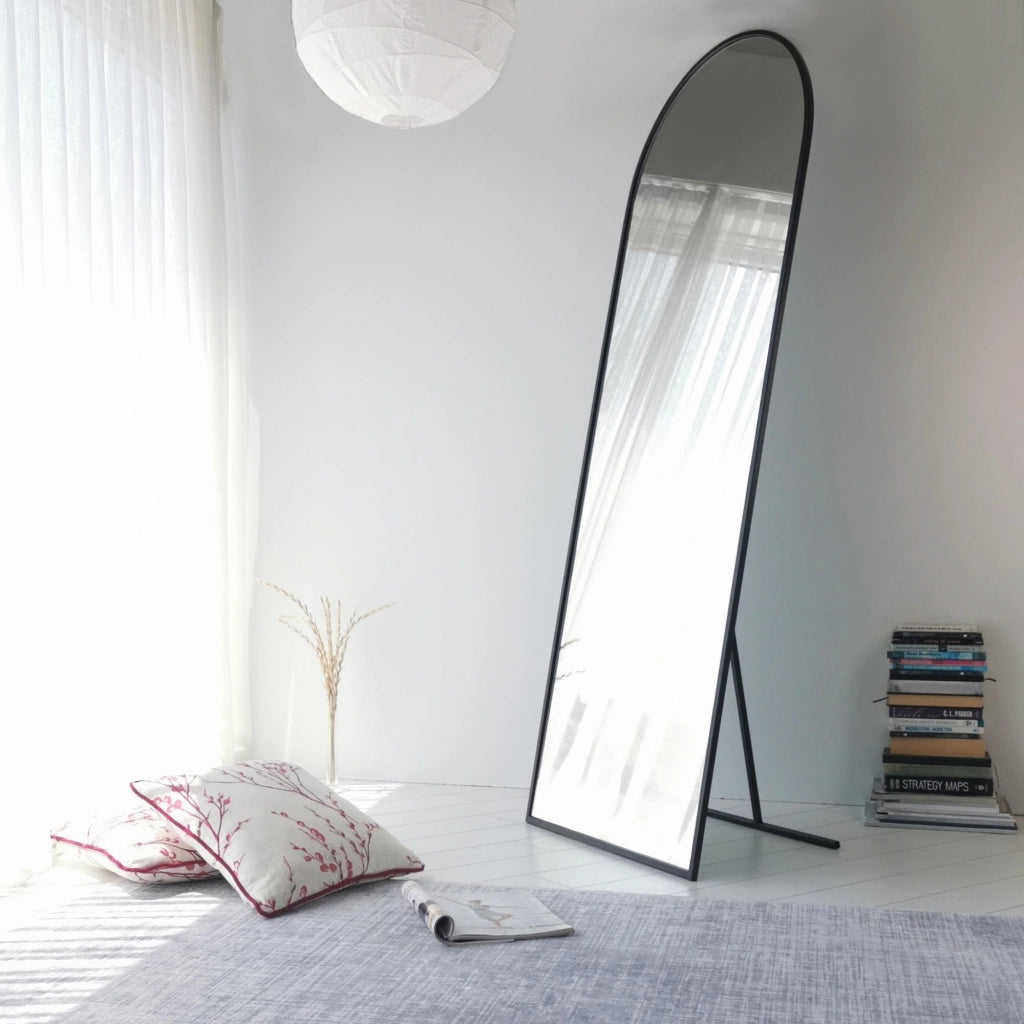 Rogno, Specchio Forma Rettangolare, 65x180h cm Nero Opaco