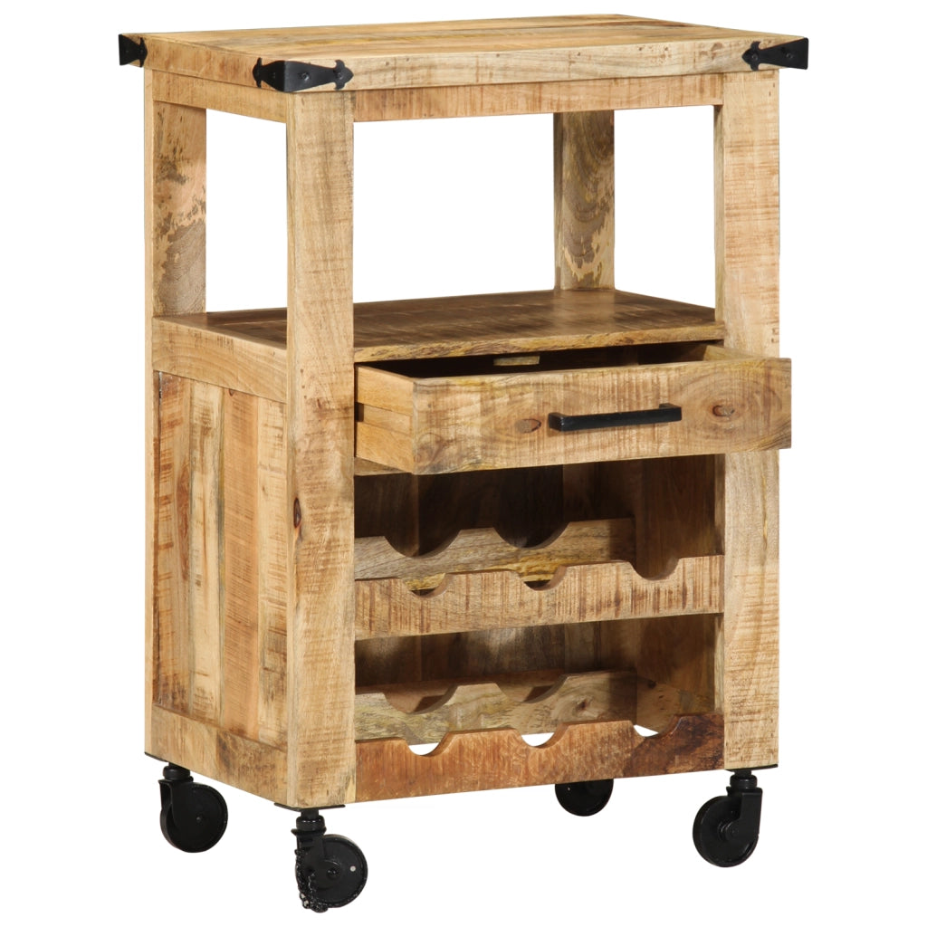 Carrello da Cucina 55x40x80 cm in Legno Massello Rustico di Mango