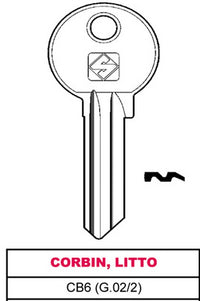 chiave ottone cb6 (g.vac 2) corbin, litto cod:ferx.vit11621