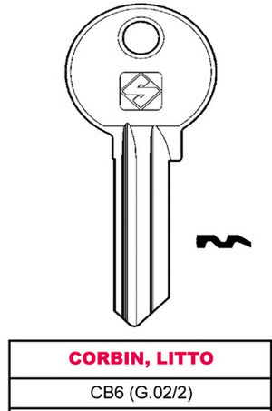 chiave ottone cb6 (g.vac 2) corbin, litto cod:ferx.vit11621
