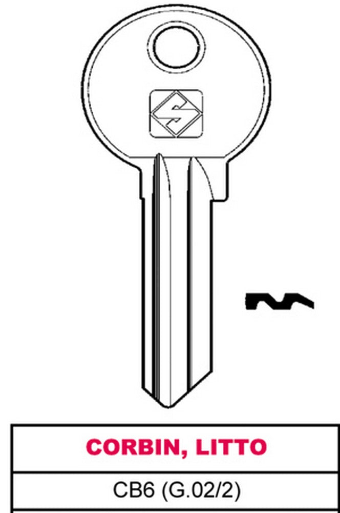 chiave ottone cb6 (g.vac 2) corbin, litto cod:ferx.vit11621