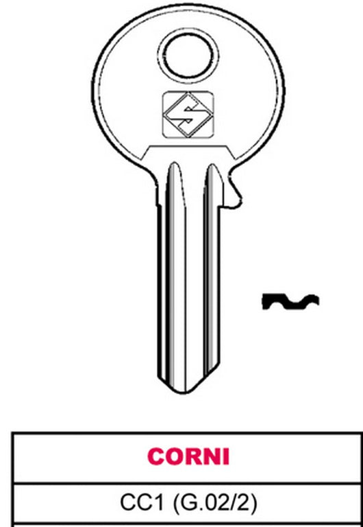 chiave ottone cc1 (g.vac 2) corni cod:ferx.vit11628