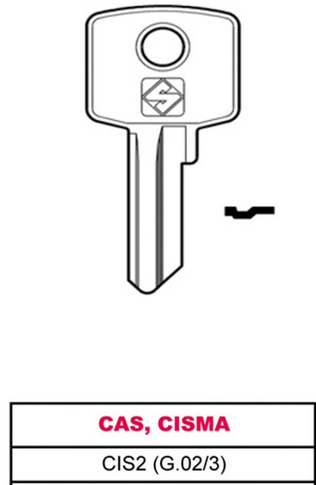 chiave ottone cis2 (g.vac 3) cas, cisma cod:ferx.vit30369