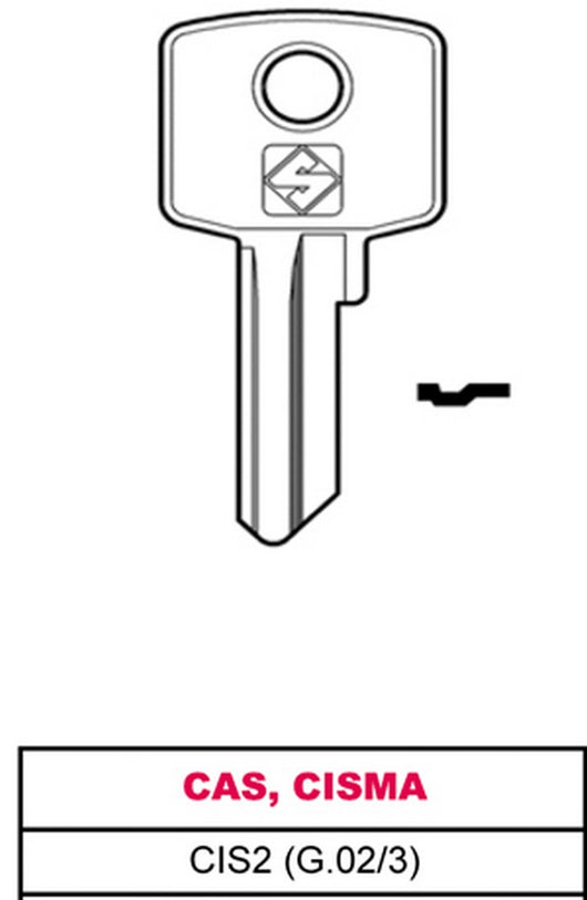 chiave ottone cis2 (g.vac 3) cas, cisma cod:ferx.vit30369