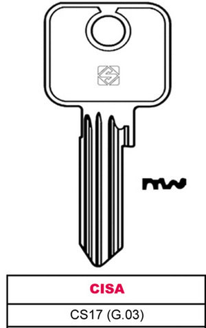 chiave ottone cs17 (g.vad 0) cisa cod:ferx.vit30333