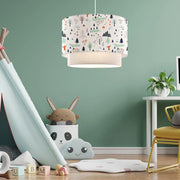 Lampada a Sospensione Lurgan per Cameretta Decorato con Alberi - Bianco lux.pro