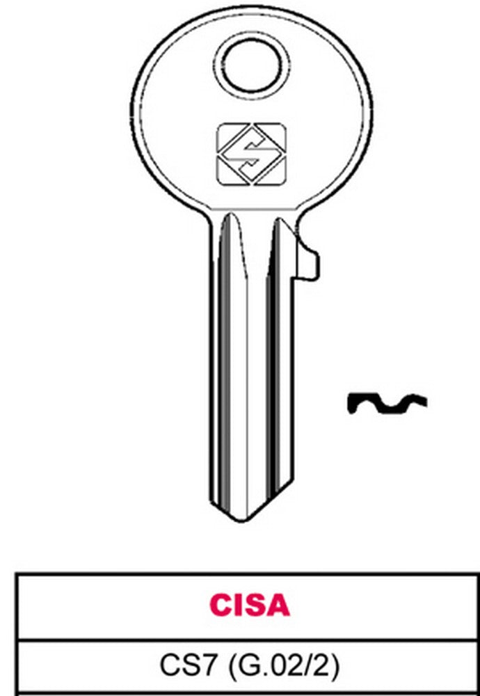 chiave ottone cs7 (g.vac 2) cisa cod:ferx.vit11670