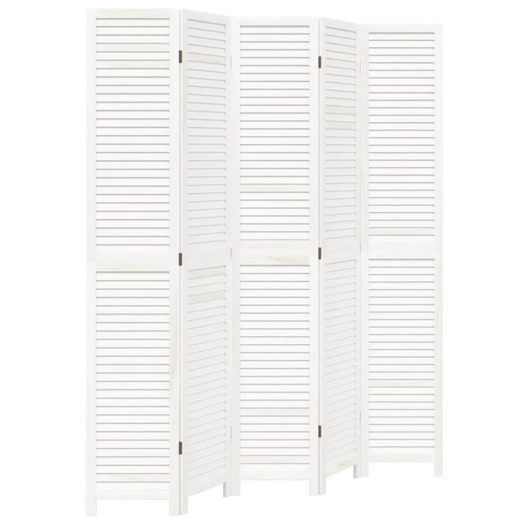 Divisorio Ambienti | Divider per stanze | Paravento 5Pannelli Bianco Legno Massello di Paulownia