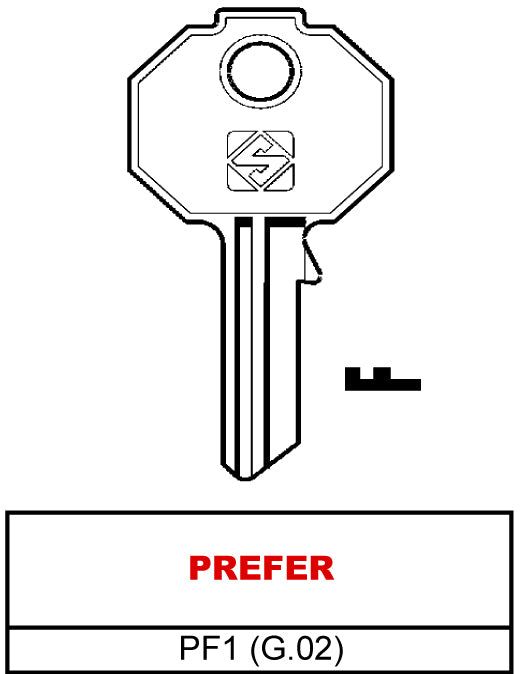Silca chiave ottone pf1 (g.vac 0) prefer (20 pezzi) - Silca