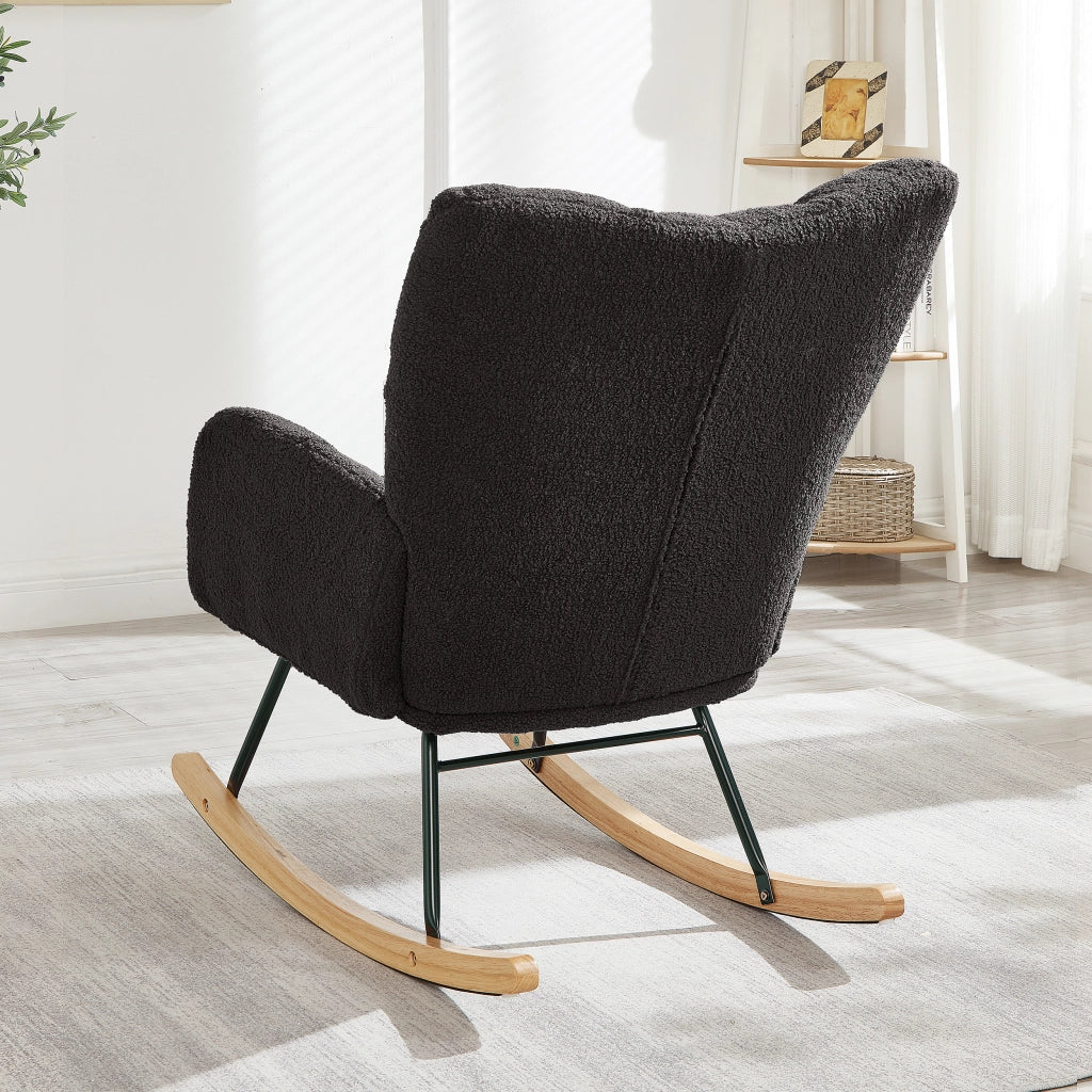 Poltrona a Dondolo ¨C MINIMAL ¨C Legno e Metallo, Design Scandinavo, 69x89x101 cm